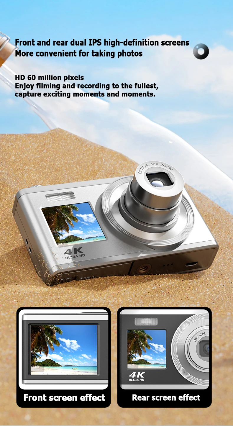 4K HD Telescopic Lens High-Definition Dual Screen Digital Camera 16x Optical Zoom Waterproof Camera Selfie Beauty Home Camera 4K HD Telescopic Lens High-Definition Dual Screen Digital Camera 16x Optical Zoom Waterproof Camera Selfie Beauty Home Camera