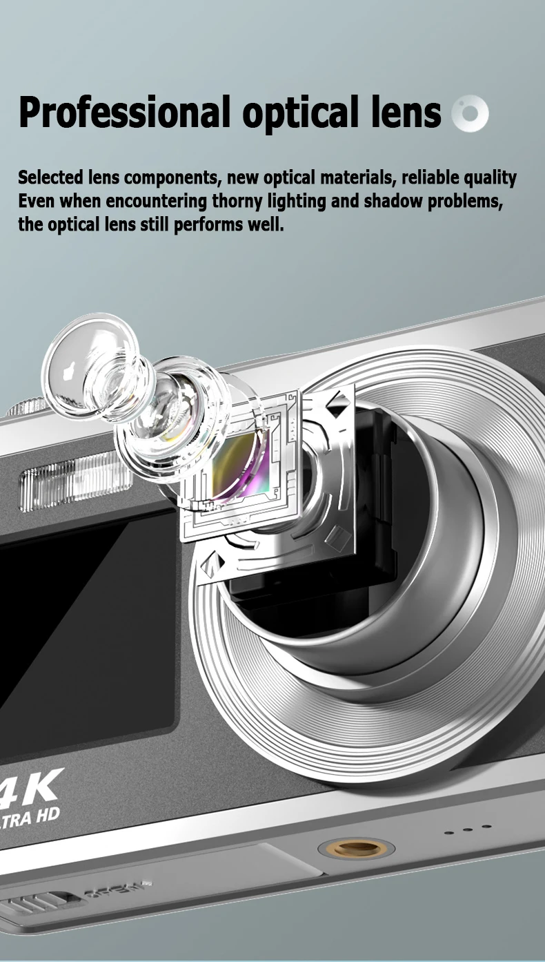 4K HD Telescopic Lens High-Definition Dual Screen Digital Camera 16x Optical Zoom Waterproof Camera Selfie Beauty Home Camera 4K HD Telescopic Lens High-Definition Dual Screen Digital Camera 16x Optical Zoom Waterproof Camera Selfie Beauty Home Camera