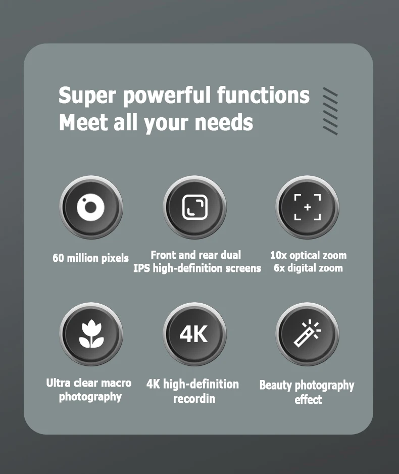 4K HD Telescopic Lens High-Definition Dual Screen Digital Camera 16x Optical Zoom Waterproof Camera Selfie Beauty Home Camera 4K HD Telescopic Lens High-Definition Dual Screen Digital Camera 16x Optical Zoom Waterproof Camera Selfie Beauty Home Camera