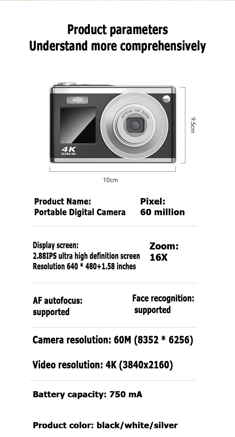 4K HD Telescopic Lens High-Definition Dual Screen Digital Camera 16x Optical Zoom Waterproof Camera Selfie Beauty Home Camera 4K HD Telescopic Lens High-Definition Dual Screen Digital Camera 16x Optical Zoom Waterproof Camera Selfie Beauty Home Camera