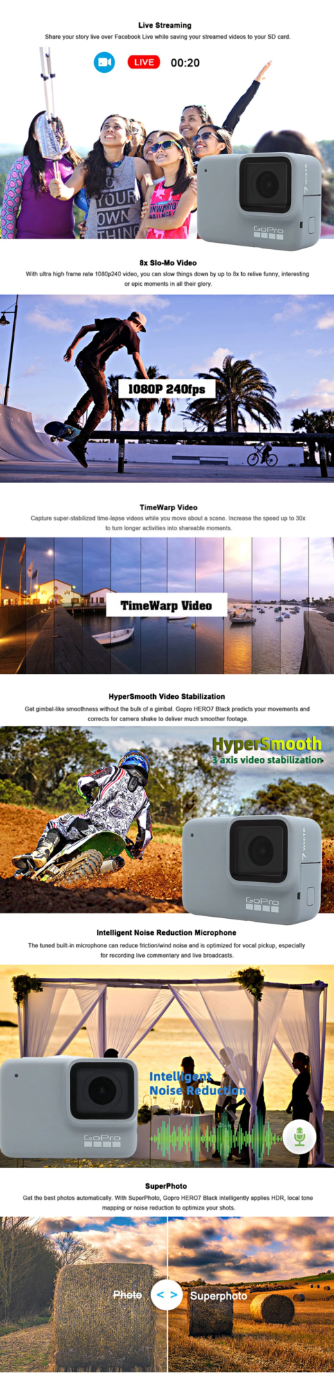 Gopro HERO 7 WHITE Action Camera Outdoor Sports Camera with Ultra HD Video gopro 7 Gopro HERO 7 WHITE Action Camera Outdoor Sports Camera with Ultra HD Video gopro 7