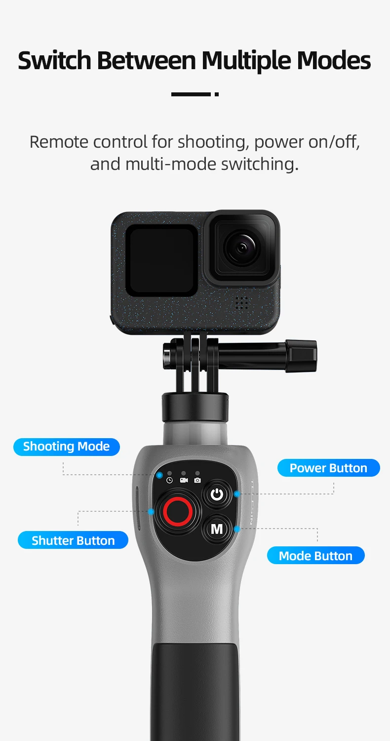 TELESIN Underwater Selfie Stick Waterproof Diving Extendable Selfie Stick Wireless Remote Control For Gopro Hero 8 9 10 11 12 13