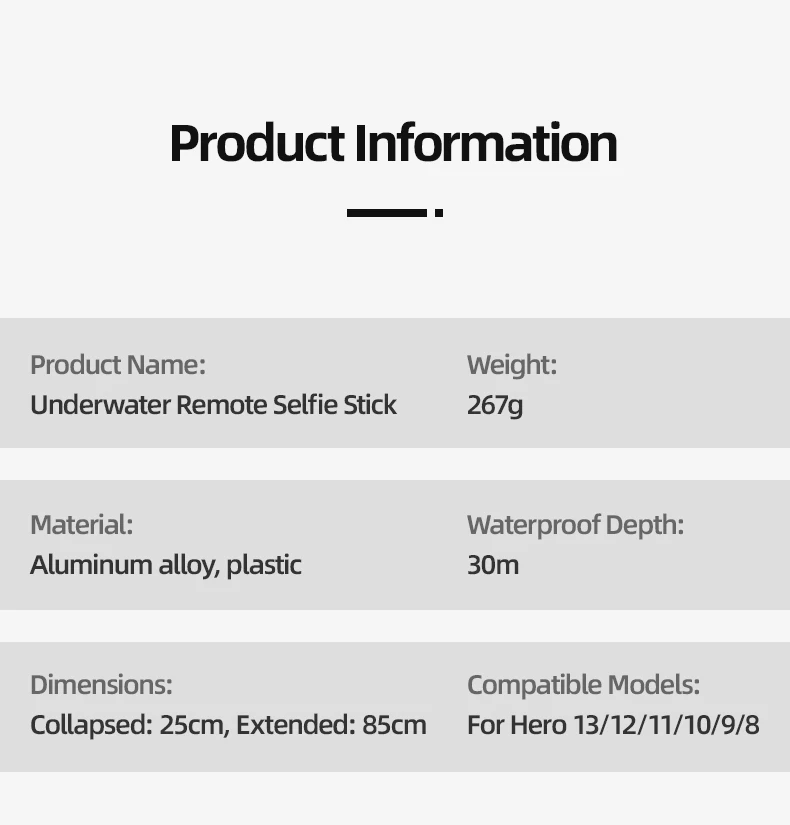 TELESIN Underwater Selfie Stick Waterproof Diving Extendable Selfie Stick Wireless Remote Control For Gopro Hero 8 9 10 11 12 13