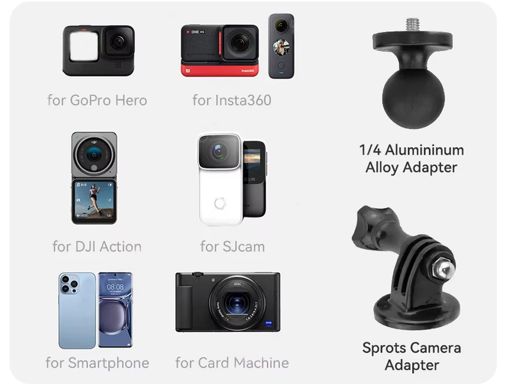 Motorcycle Mount for Insta360 X4 X3 Handlebar Clamp Bracket Motorcycle Bicycle Bundle Kit Accessories for GoPro Hero 13 12 11 10