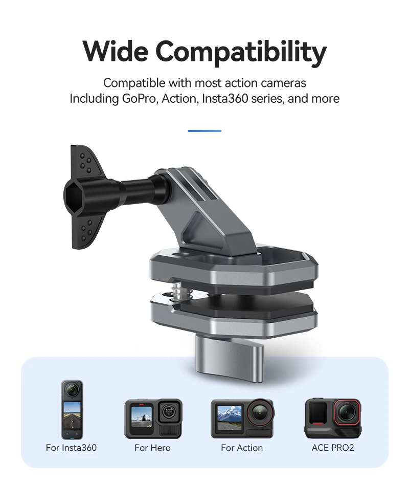 TELESIN Action Camera Motorcycle Windshield Clamp Mount Holder For Gopro Insta360 DJI Action Camera Accessories POV Shoot