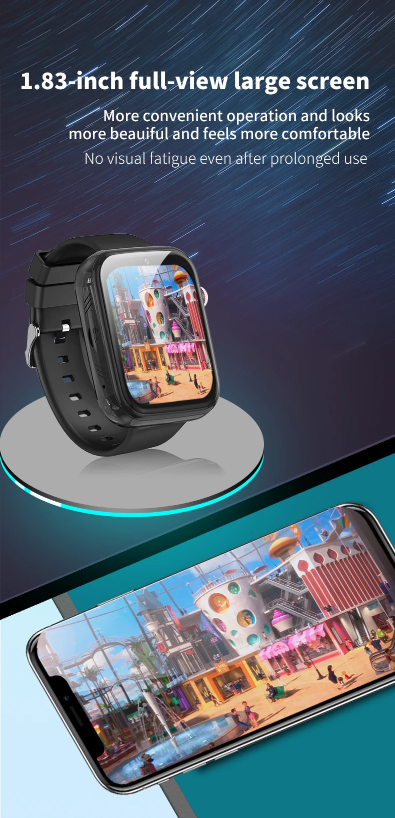 Smart 4G Kids GPS WIFI Trace Location Sim Card Phone Watch with Camera, Voice Video SOS Calls Whatsapp Ideal for Child Students