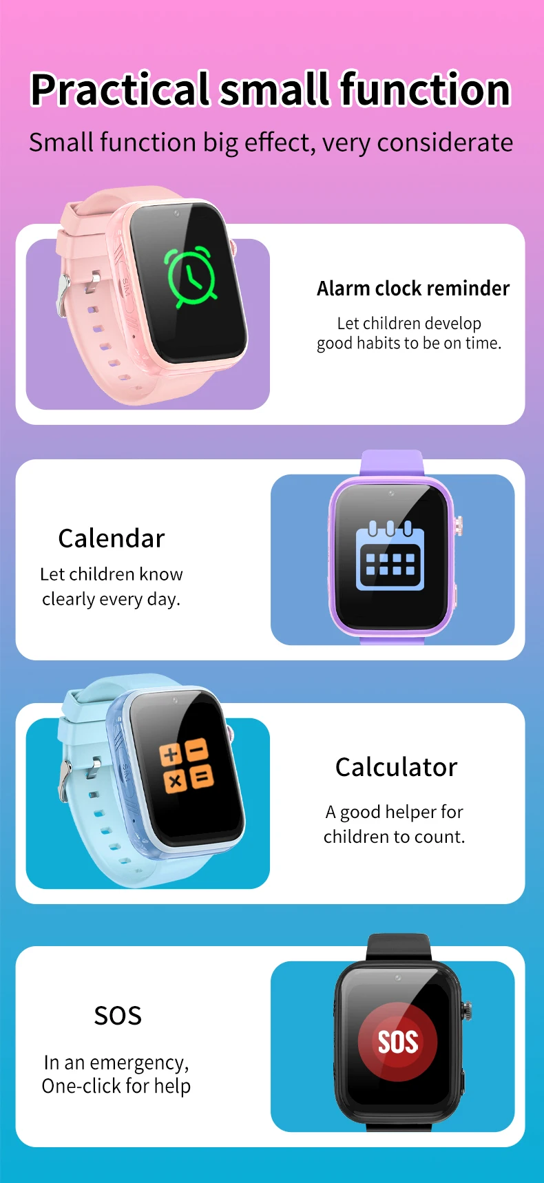 Smart 4G Kids GPS WIFI Trace Location Sim Card Phone Watch with Camera, Voice Video SOS Calls Whatsapp Ideal for Child Students