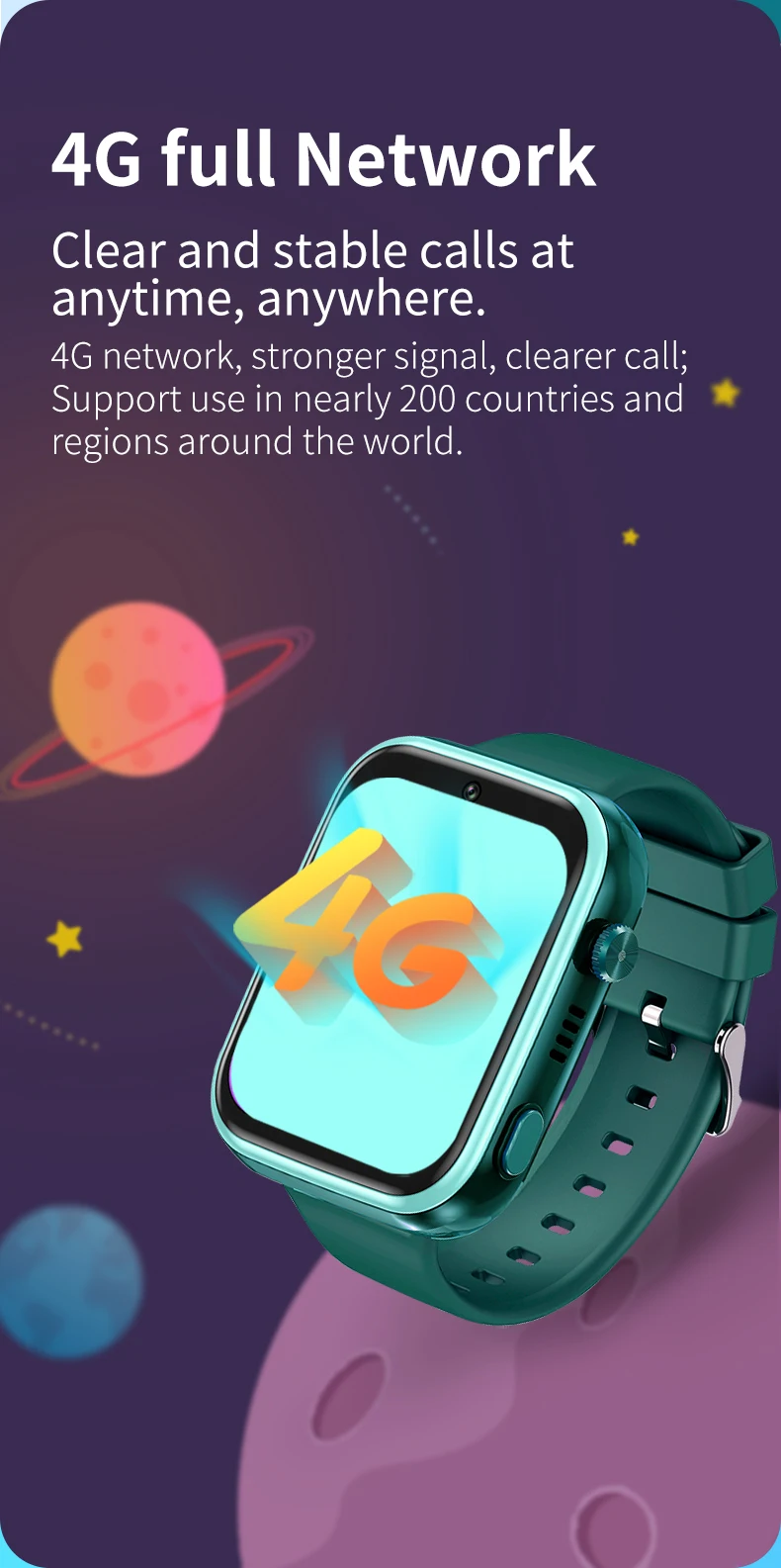 Smart 4G Kids GPS WIFI Trace Location Sim Card Phone Watch with Camera, Voice Video SOS Calls Whatsapp Ideal for Child Students