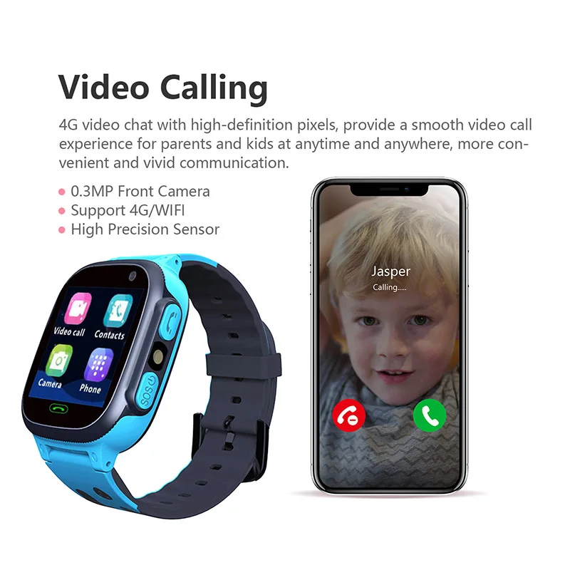Smart 4G Remote Camera GPS WI-FI Trace Locate Smartwatch Video SOS Call Phone Watch for Kids Student