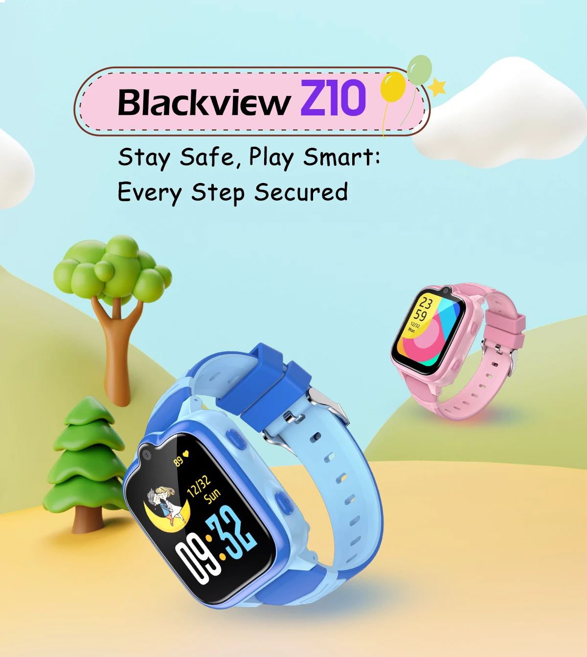 Blackview Z10 Children's Watch 1G+8G 1.83-inch IPS Display IP67 Waterproof Face Recognition 680mAh 4G SIM Video Call GPS Watch