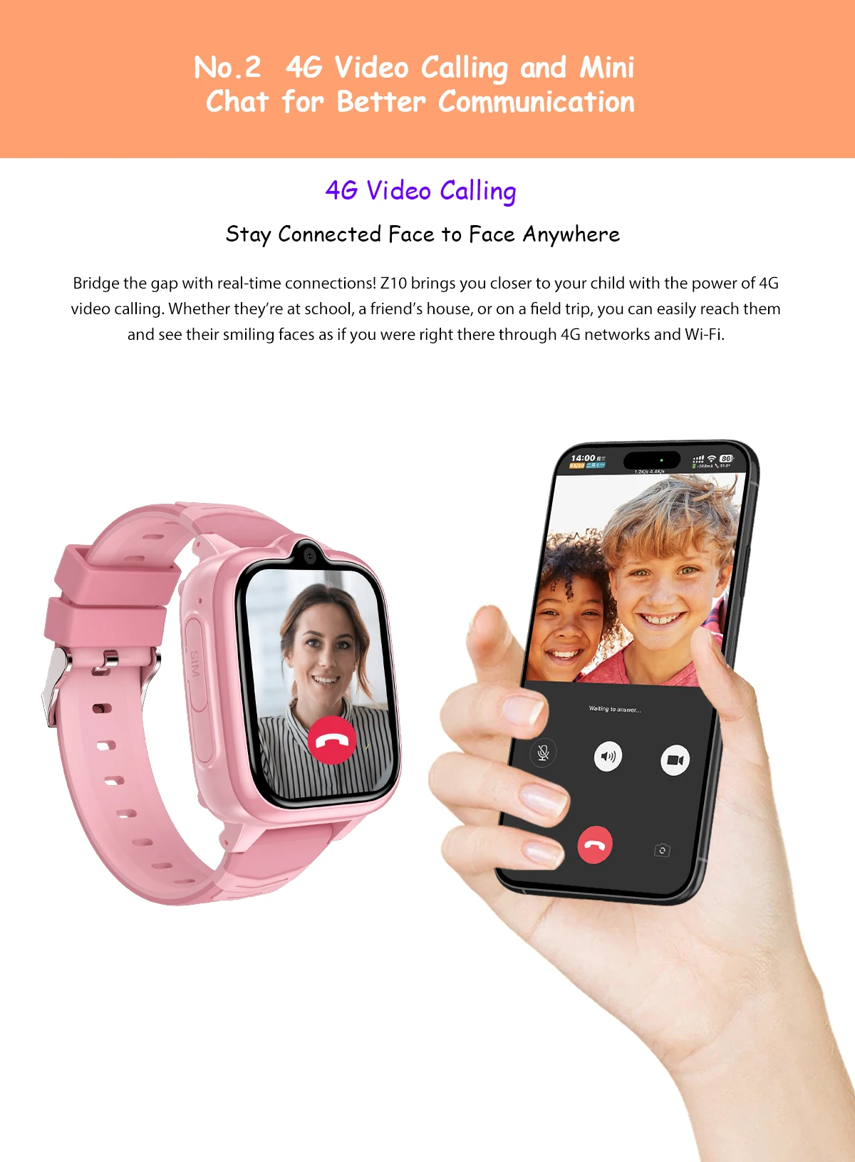 Blackview Z10 Children's Watch 1G+8G 1.83-inch IPS Display IP67 Waterproof Face Recognition 680mAh 4G SIM Video Call GPS Watch