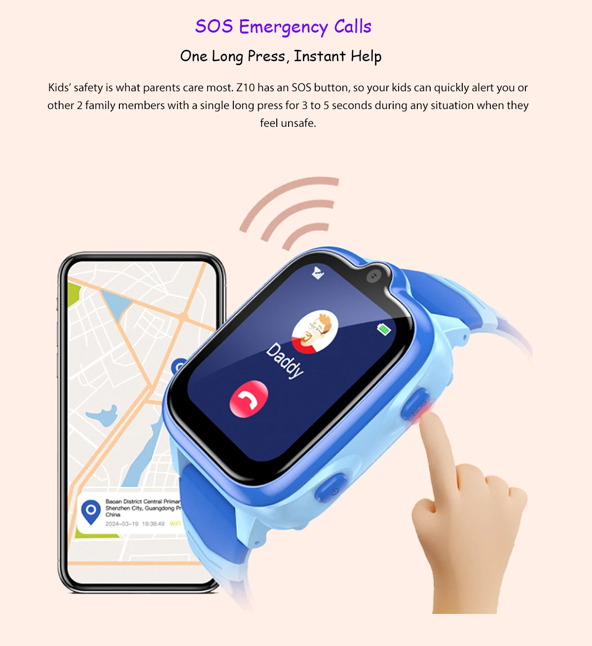 Blackview Z10 Children's Watch 1G+8G 1.83-inch IPS Display IP67 Waterproof Face Recognition 680mAh 4G SIM Video Call GPS Watch