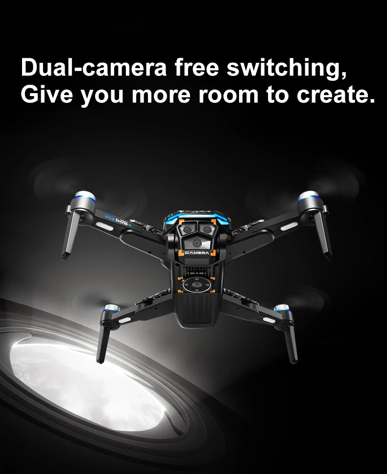 New D13 RC Drone 4K Professional HD Triple Camera 5G WIFI FPV Dron 360° Obstacle Avoidance Brushless Large Screen Quadcopter Toy