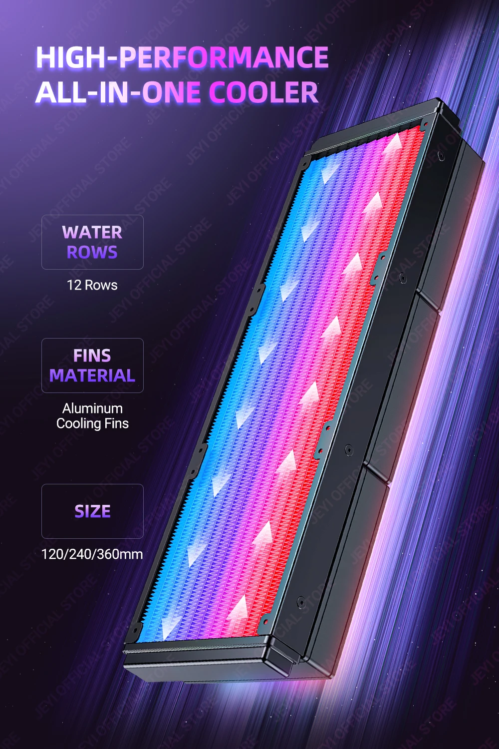 JEYI Liquid Cooler 120/240/360, ARGB CPU AIO Water Cooler, Water Cooling PC, Support Intel & AMD, Efficient PWM-Controlled Pump