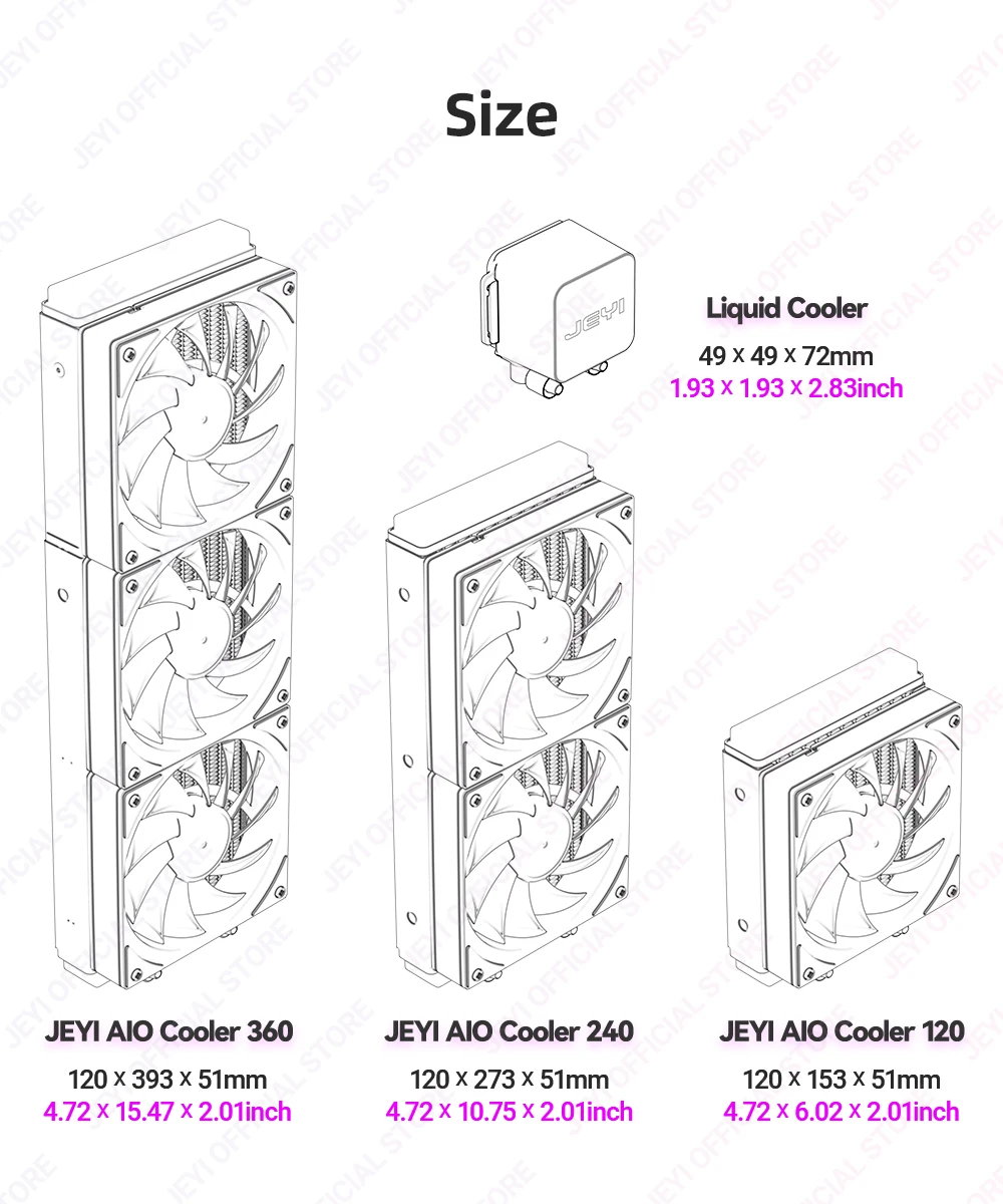 JEYI Liquid Cooler 120/240/360, ARGB CPU AIO Water Cooler, Water Cooling PC, Support Intel & AMD, Efficient PWM-Controlled Pump