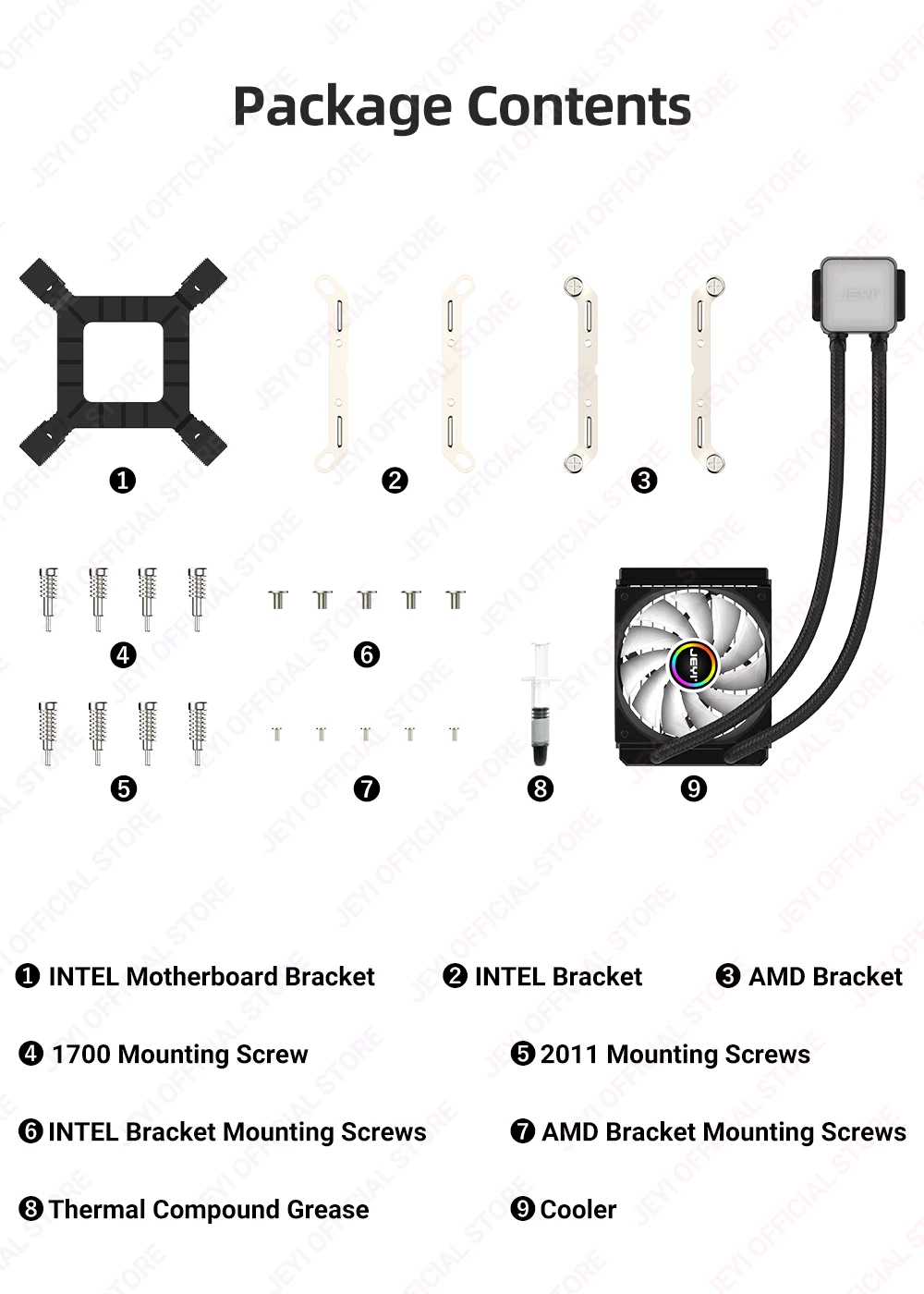 JEYI Liquid Cooler 120/240/360, ARGB CPU AIO Water Cooler, Water Cooling PC, Support Intel & AMD, Efficient PWM-Controlled Pump