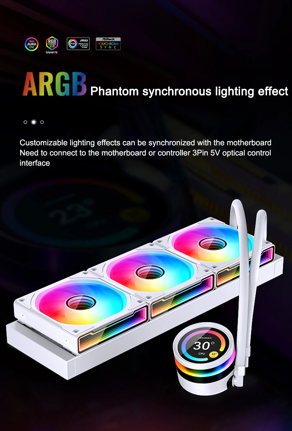 JONSBO TF2-360SC LCD Screen CPU Water Cooler ARGB Fan Aluminum Alloy Cold Head Liquid Radiator For LGA1700 1200 115X 2011 AM5