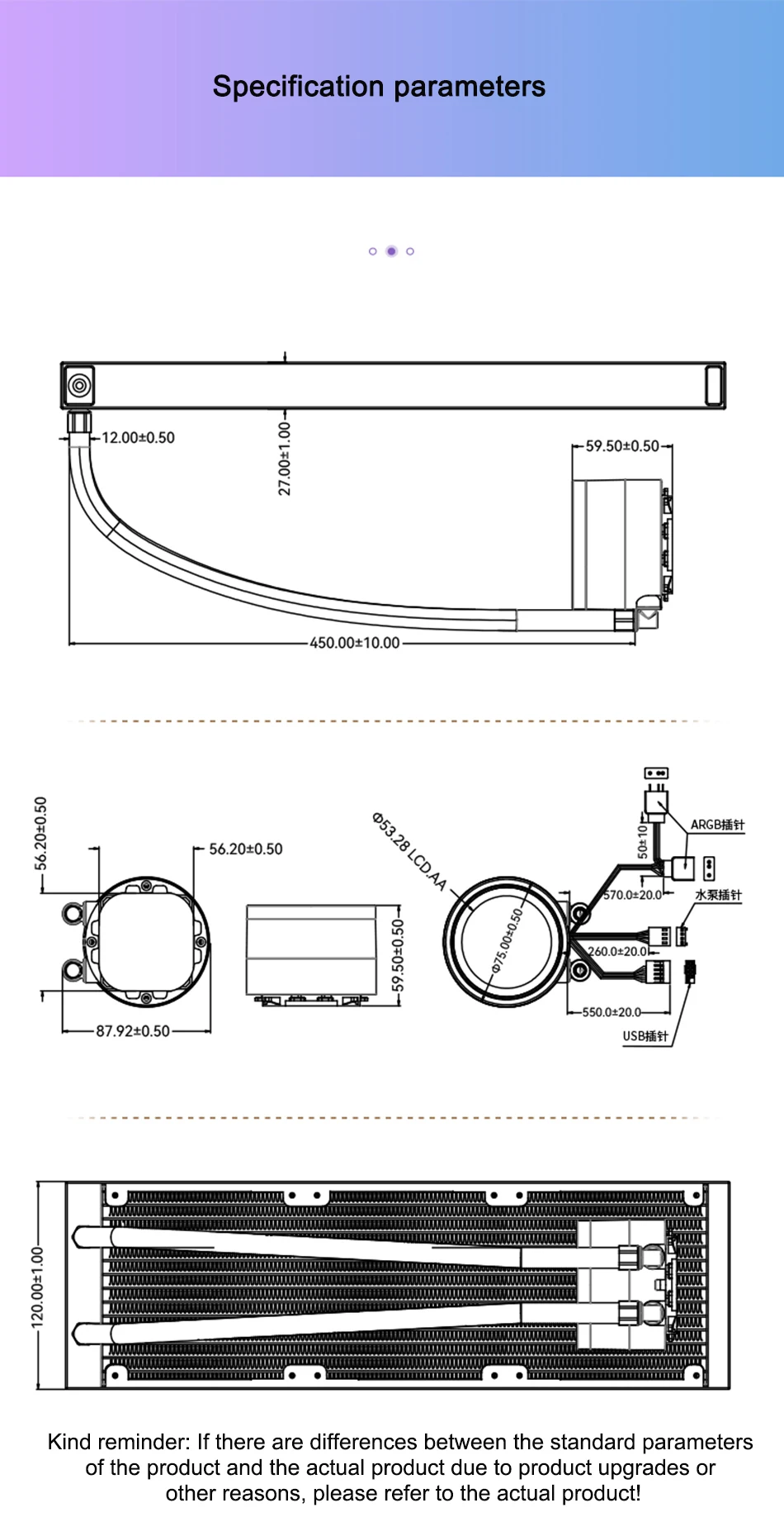 JONSBO TF2-360SC LCD Screen CPU Water Cooler ARGB Fan Aluminum Alloy Cold Head Liquid Radiator For LGA1700 1200 115X 2011 AM5