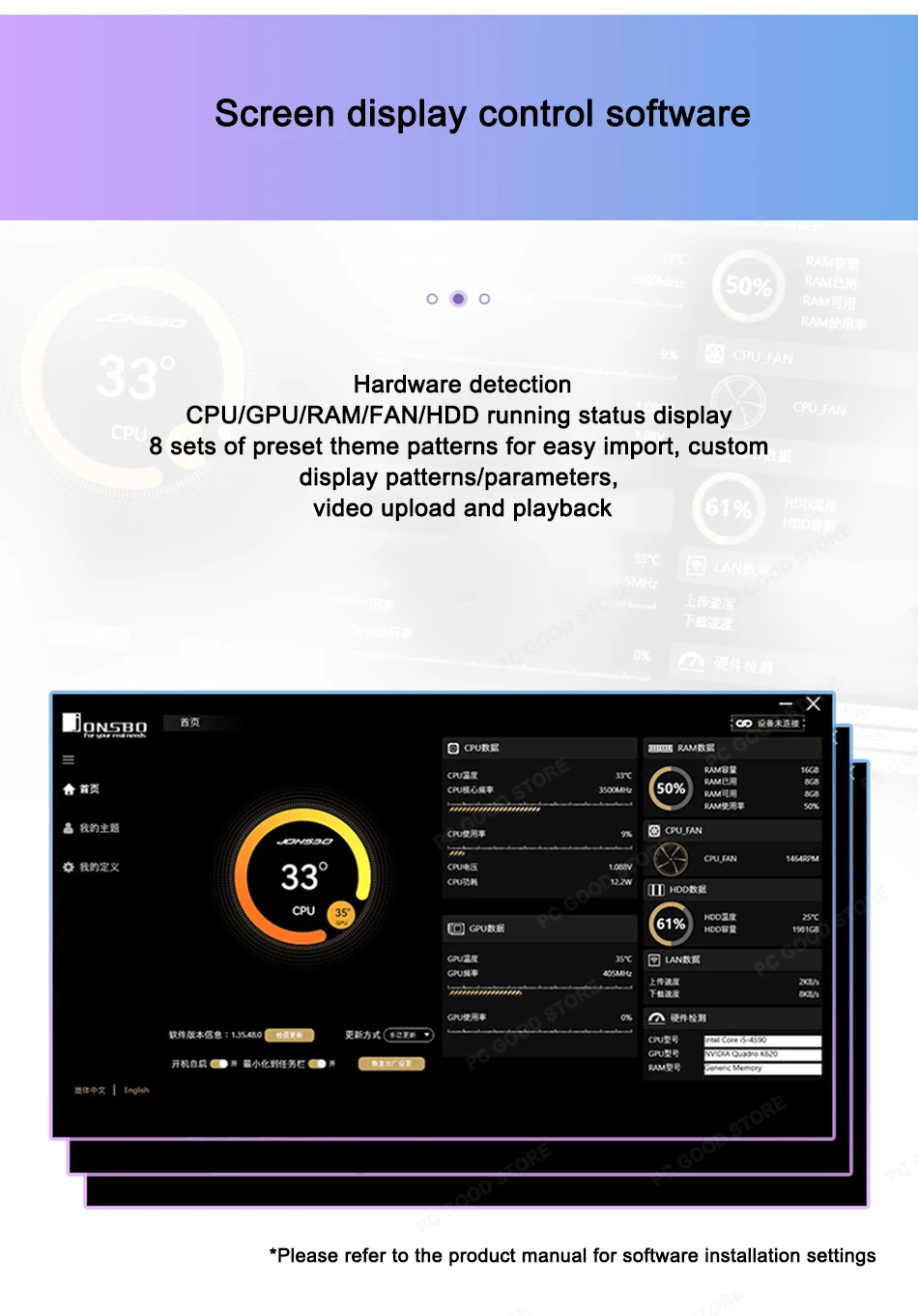 JONSBO TF2-360SC LCD Screen CPU Water Cooler ARGB Fan Aluminum Alloy Cold Head Liquid Radiator For LGA1700 1200 115X 2011 AM5