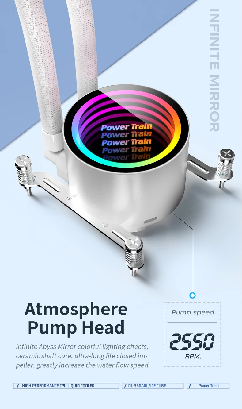 Power Train DL-360A DL-240A White/Black ARGB All -In -One Water -Cold Water Cooling Radiator 5V 3PIN ARGB Fan CPU Liquid Cooler