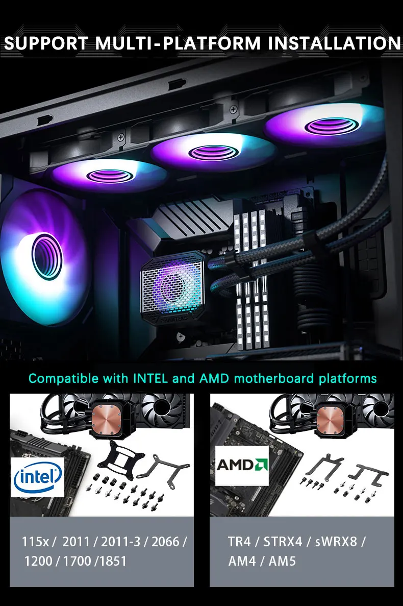 PHANTEKS GLACIER ONE 360 M25 G2 360mm All-in-One Liquid CPU Cooler BOS|VRM|RAM Assisted Cooling Support LGA1700/1851 AMD AM4/AM5