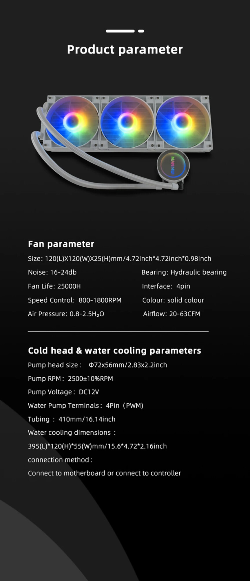 MANMU PC Water Cooling Processor Cooler 4PIN Cpu Water Cooling Heatsink Liquid Cooling Pc 360mm Fan Radiator for inter LGA1700 1