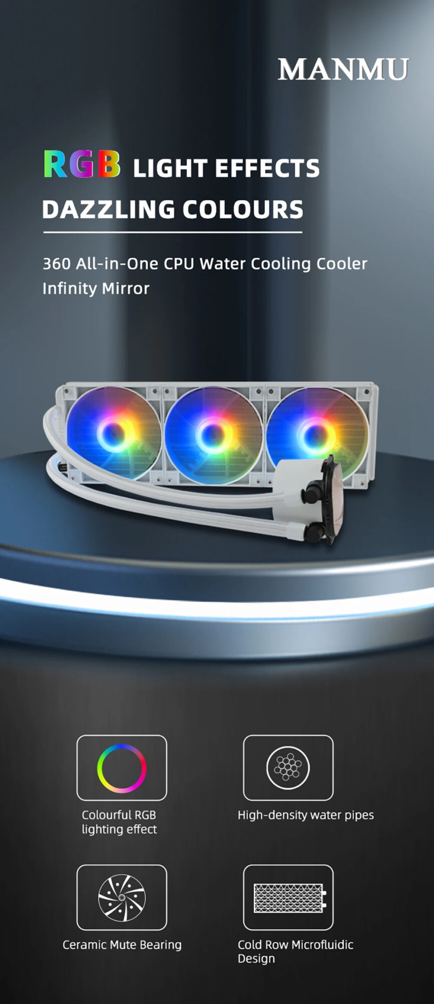 MANMU PC Water Cooling Processor Cooler 4PIN Cpu Water Cooling Heatsink Liquid Cooling Pc 360mm Fan Radiator for inter LGA1700 1