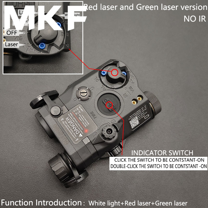 Airsoft PEQ-15 PEQ15 Tactical Red laser Green Laser IR Fill Light LED Strobe Hunting Weapon Scout Light Aiming Fit 20mm Rail PEQ