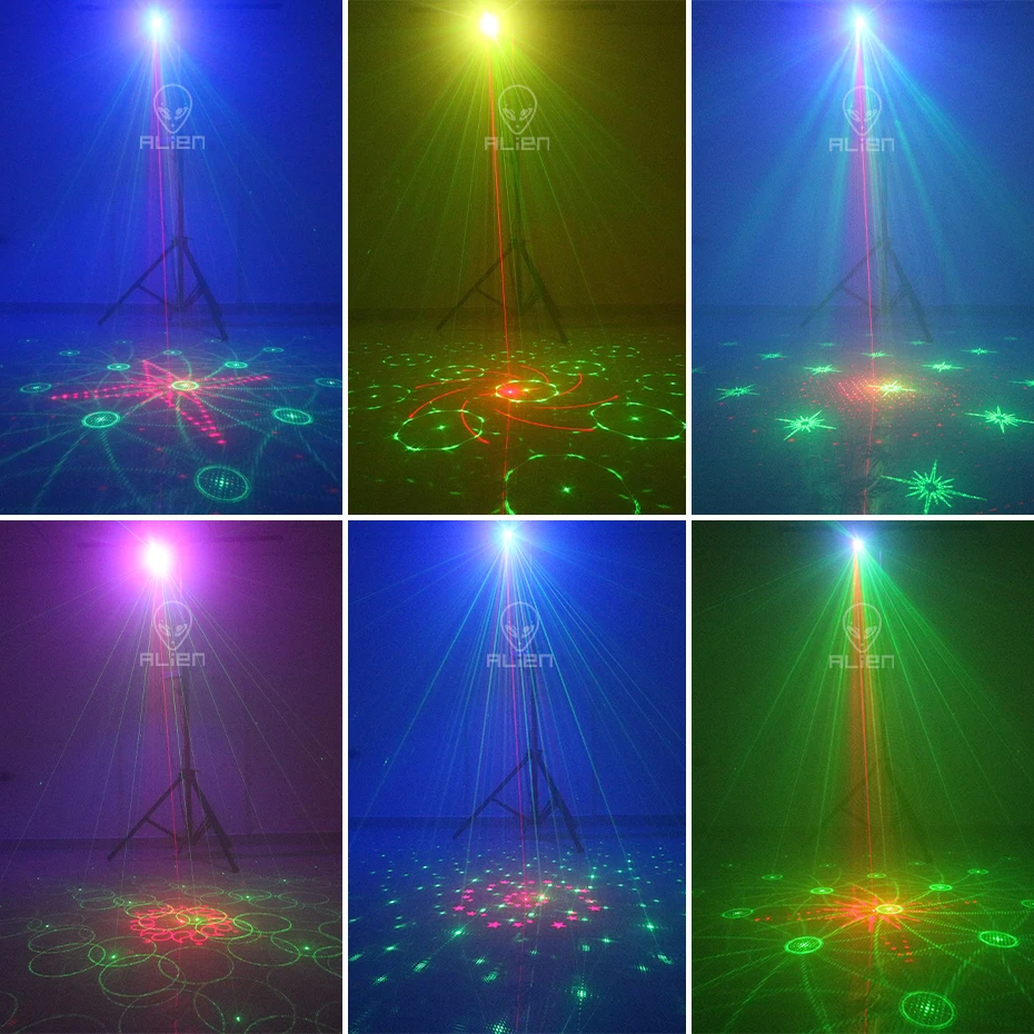 ALIEN RGB Mini DJ Disco Laser Light Projector USB Rechargeable LED UV Sound Strobe Stage Effect Wedding Xmas Holiday Party Lamp