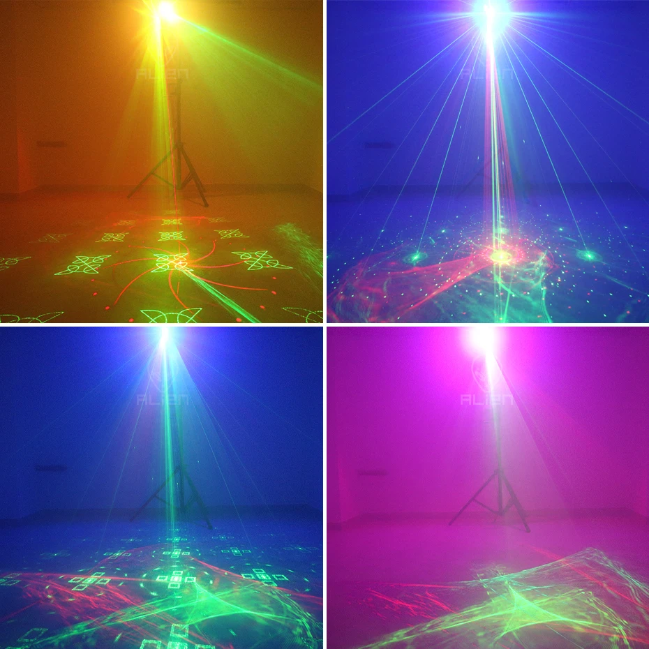 ALIEN RGB Mini DJ Disco Laser Light Projector USB Rechargeable LED UV Sound Strobe Stage Effect Wedding Xmas Holiday Party Lamp