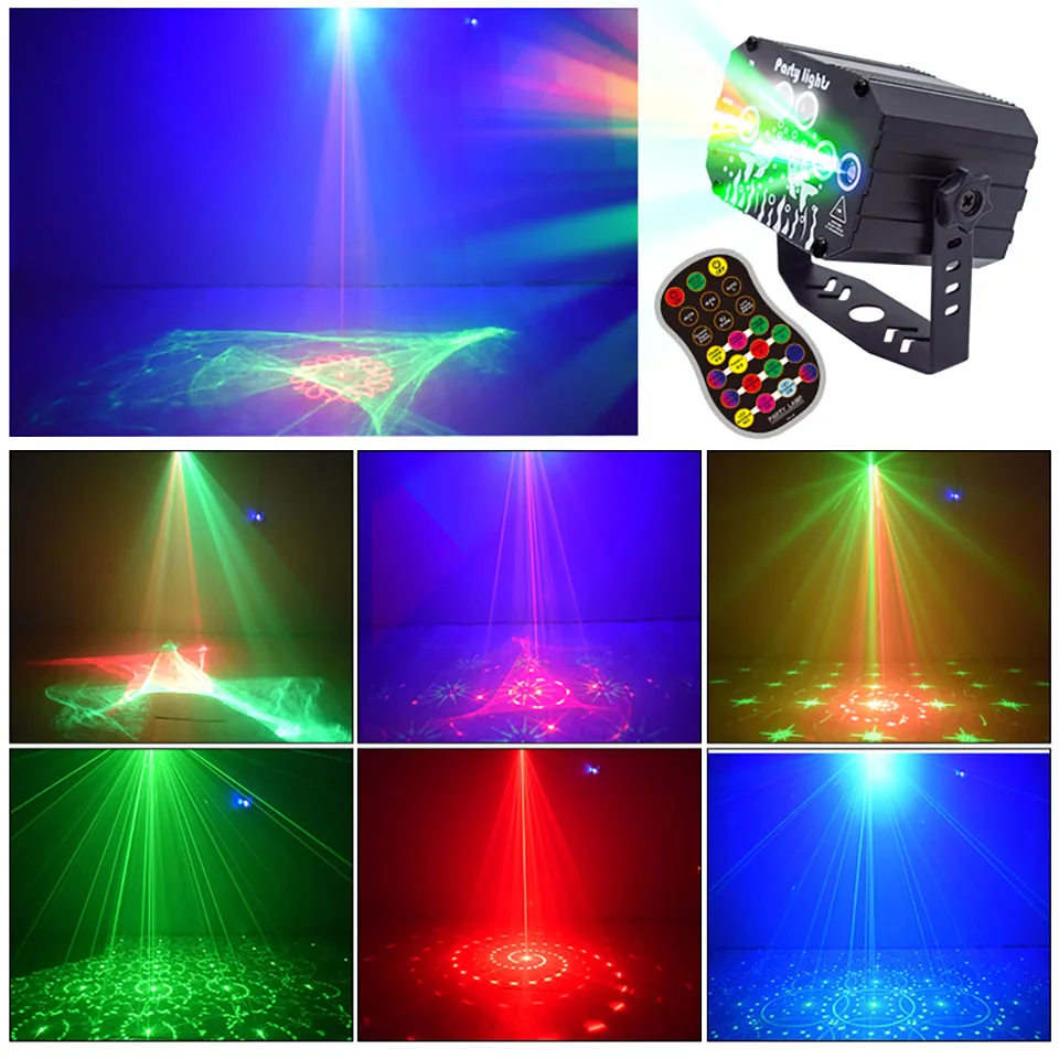 R&G Laser Dream Aurora 60 Pattern Projector DJ Disco Light Party RGB LED Bar Dance Room Birthday Stage Effect USB Remote Control