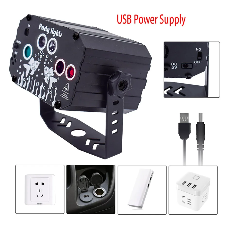 R&G Laser Dream Aurora 60 Pattern Projector DJ Disco Light Party RGB LED Bar Dance Room Birthday Stage Effect USB Remote Control