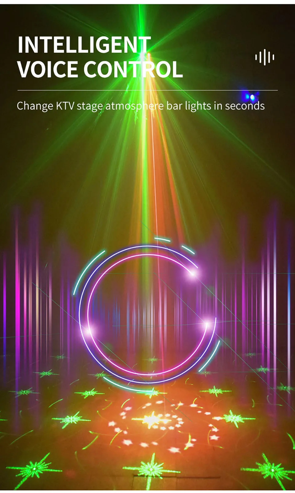 R&G Laser Dream Aurora 60 Pattern Projector DJ Disco Light Party RGB LED Bar Dance Room Birthday Stage Effect USB Remote Control