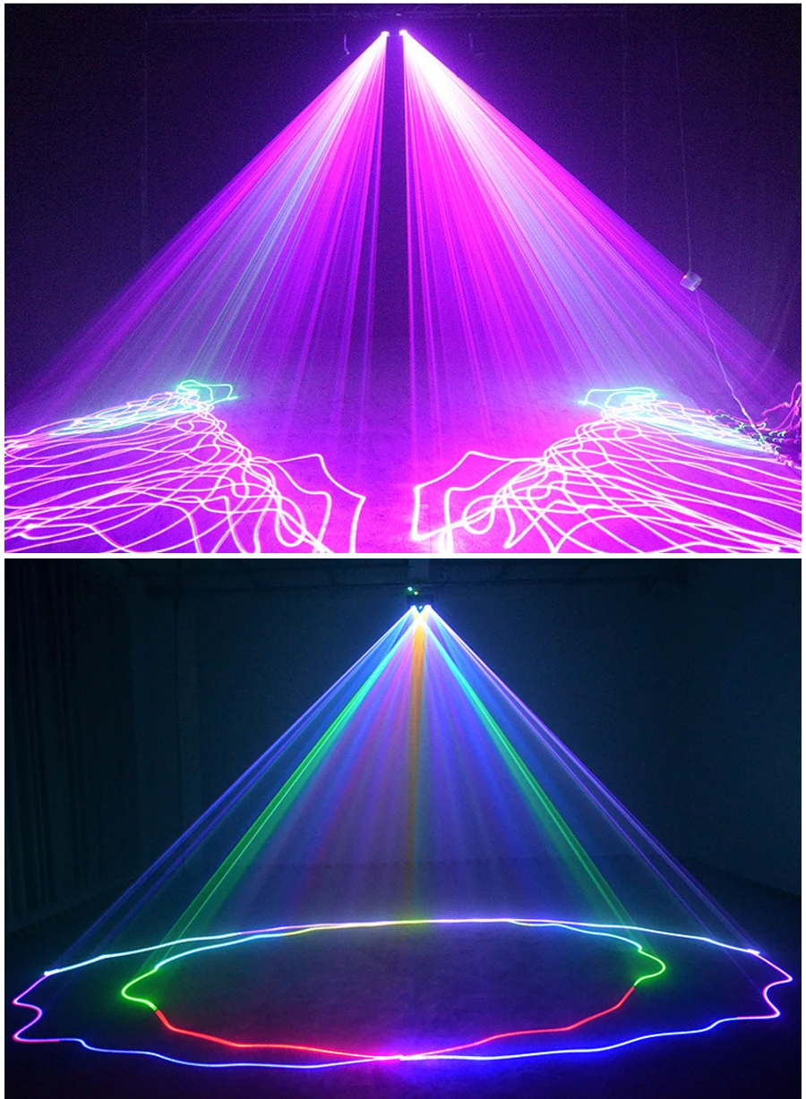 Disco Dual Lens RGB Beam Line Scanner Projector Laser Lamp Dmx512 Suitable for Disco Dj Party Wedding Bar Stage Light
