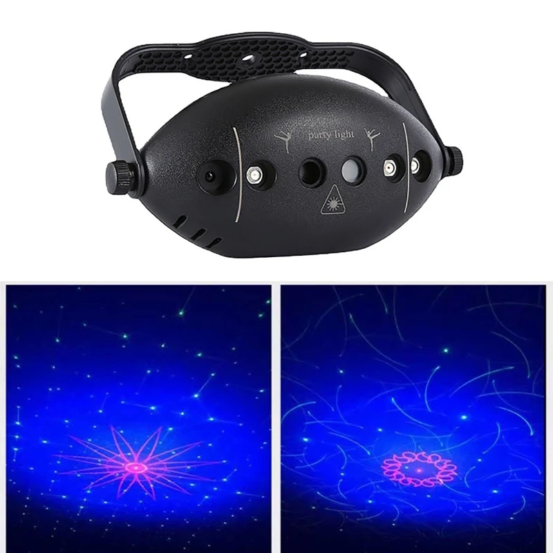 Stage DJ Party Laser Projector Disco Rugby Rechargeable USB Red Green Blue Strobe Lights Club Home Holiday Christmas Lights