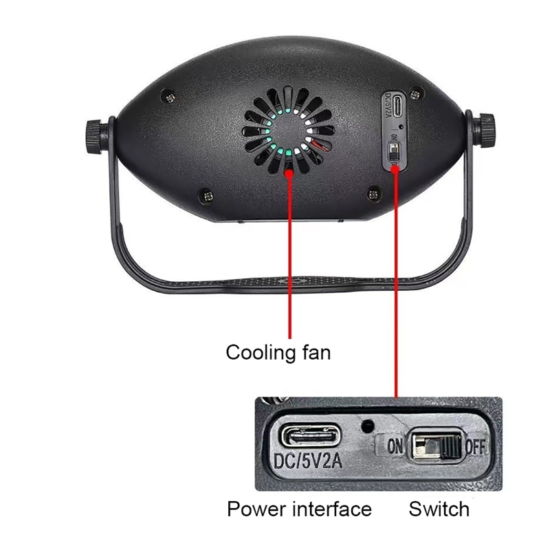 Stage DJ Party Laser Projector Disco Rugby Rechargeable USB Red Green Blue Strobe Lights Club Home Holiday Christmas Lights