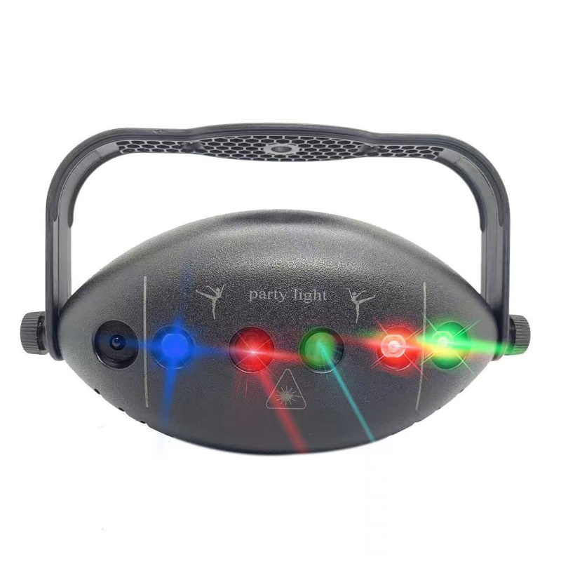 Stage DJ Party Laser Projector Disco Rugby Rechargeable USB Red Green Blue Strobe Lights Club Home Holiday Christmas Lights
