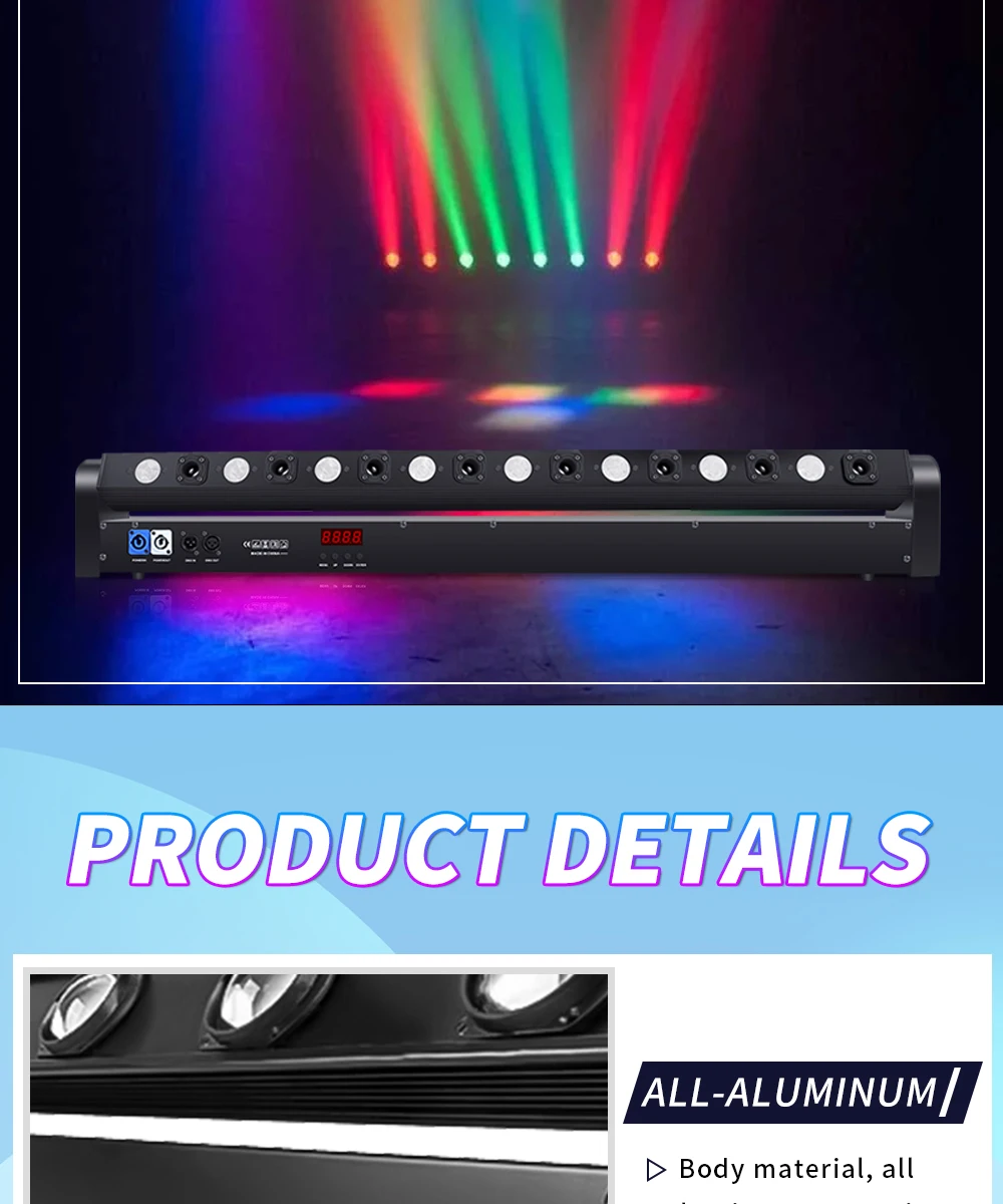 From EU 8X15W LED Bar Beam Moving Head Lights RGBW 4IN1 DMX512 Control Multicolor Stage Professional Lighting for DJ Disco