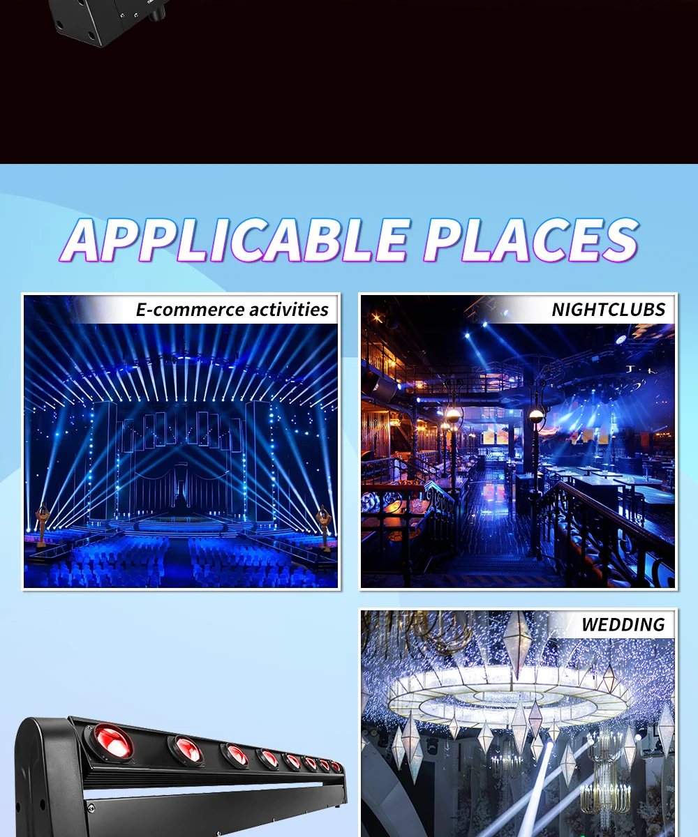 From EU 8X15W LED Bar Beam Moving Head Lights RGBW 4IN1 DMX512 Control Multicolor Stage Professional Lighting for DJ Disco
