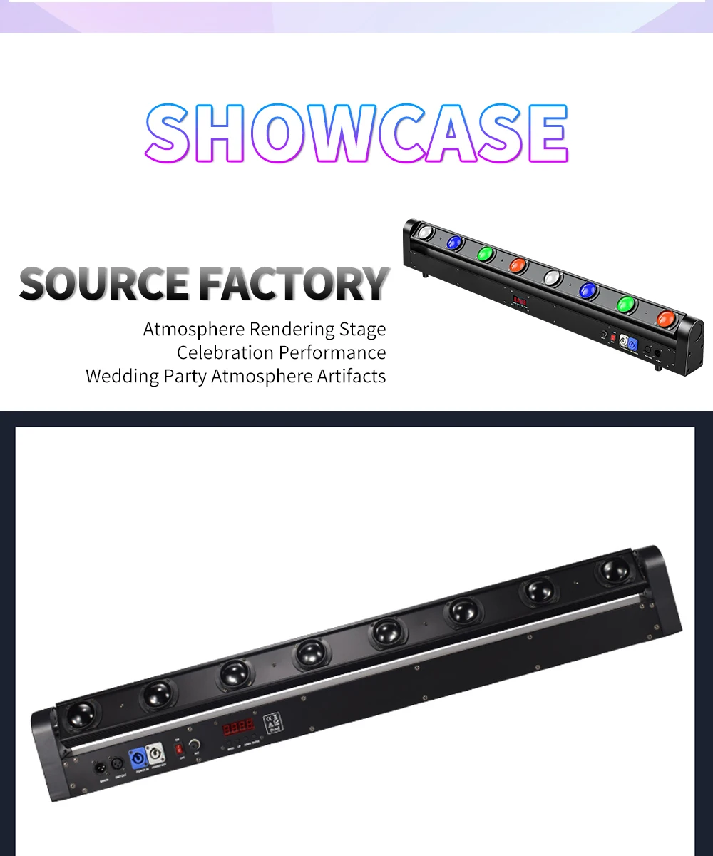From EU 8X15W LED Bar Beam Moving Head Lights RGBW 4IN1 DMX512 Control Multicolor Stage Professional Lighting for DJ Disco