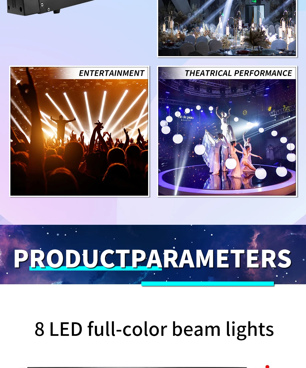 From EU 8X15W LED Bar Beam Moving Head Lights RGBW 4IN1 DMX512 Control Multicolor Stage Professional Lighting for DJ Disco