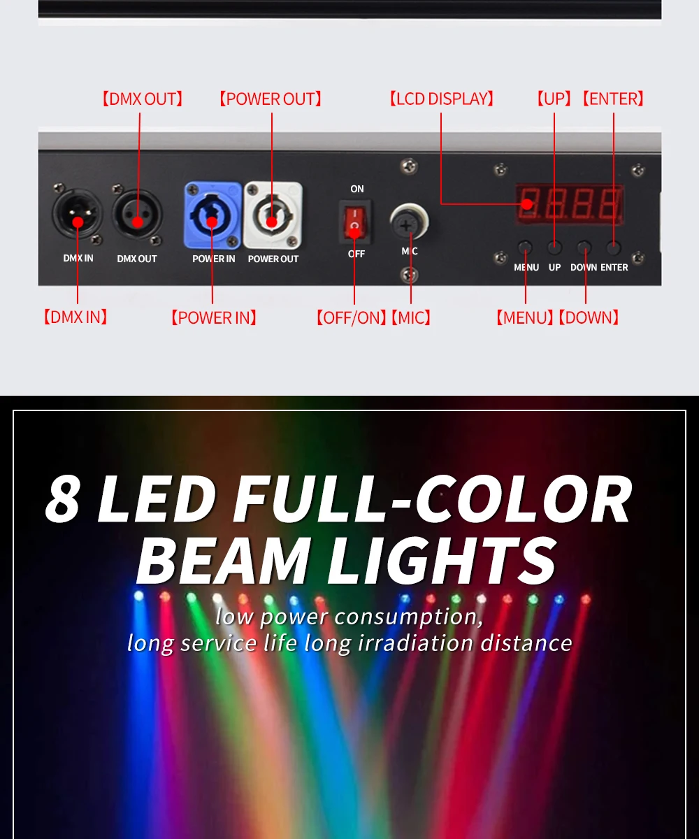 From EU 8X15W LED Bar Beam Moving Head Lights RGBW 4IN1 DMX512 Control Multicolor Stage Professional Lighting for DJ Disco