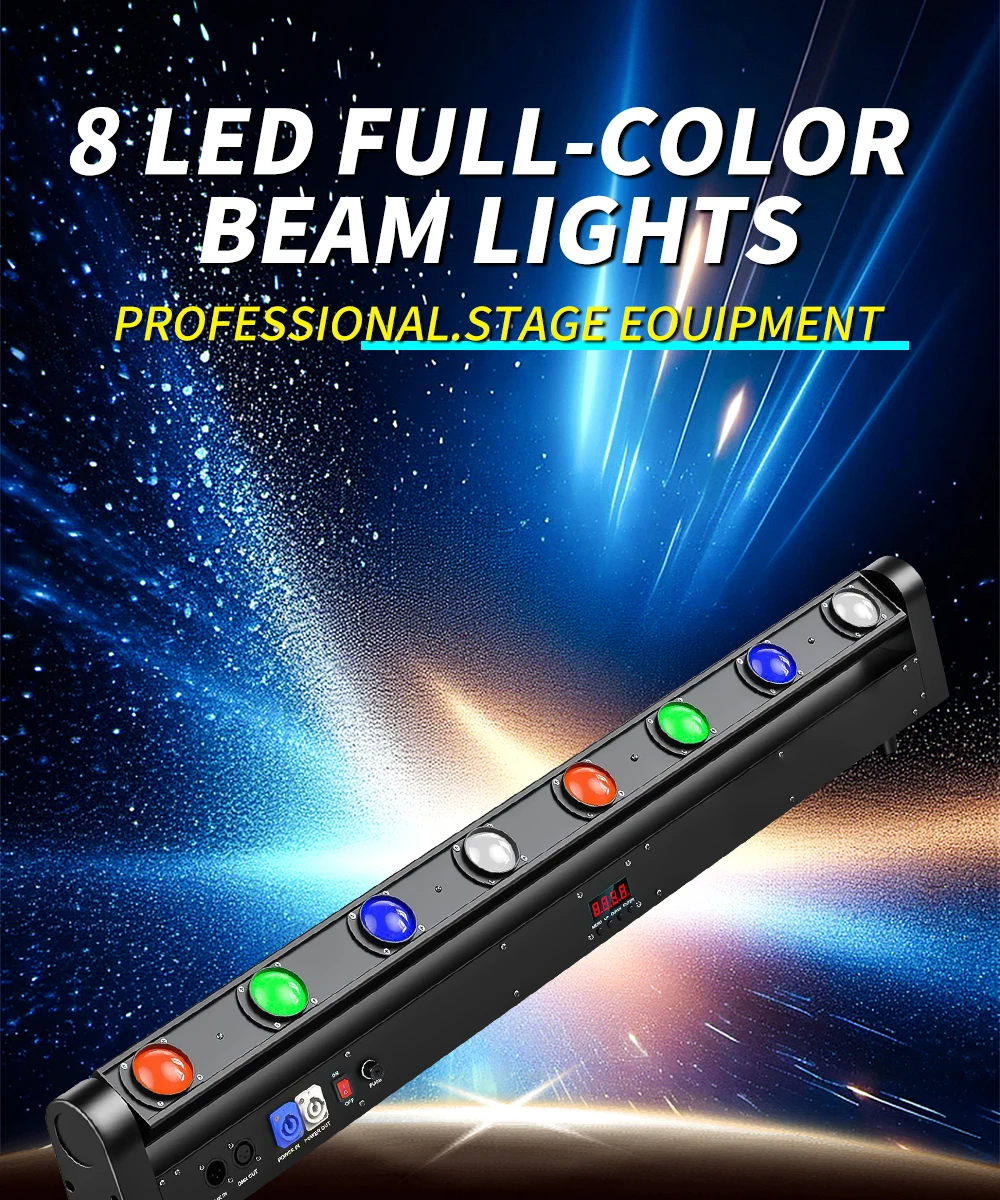 From EU 8X15W LED Bar Beam Moving Head Lights RGBW 4IN1 DMX512 Control Multicolor Stage Professional Lighting for DJ Disco