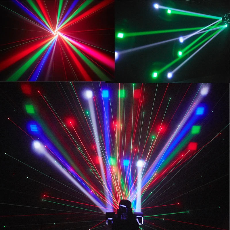 LED 48W Four Arms Moving Head Light Beam+Laser+Strobe 3in1 Stage Effect Disco DJ Lamps DMX For Party Bar Club