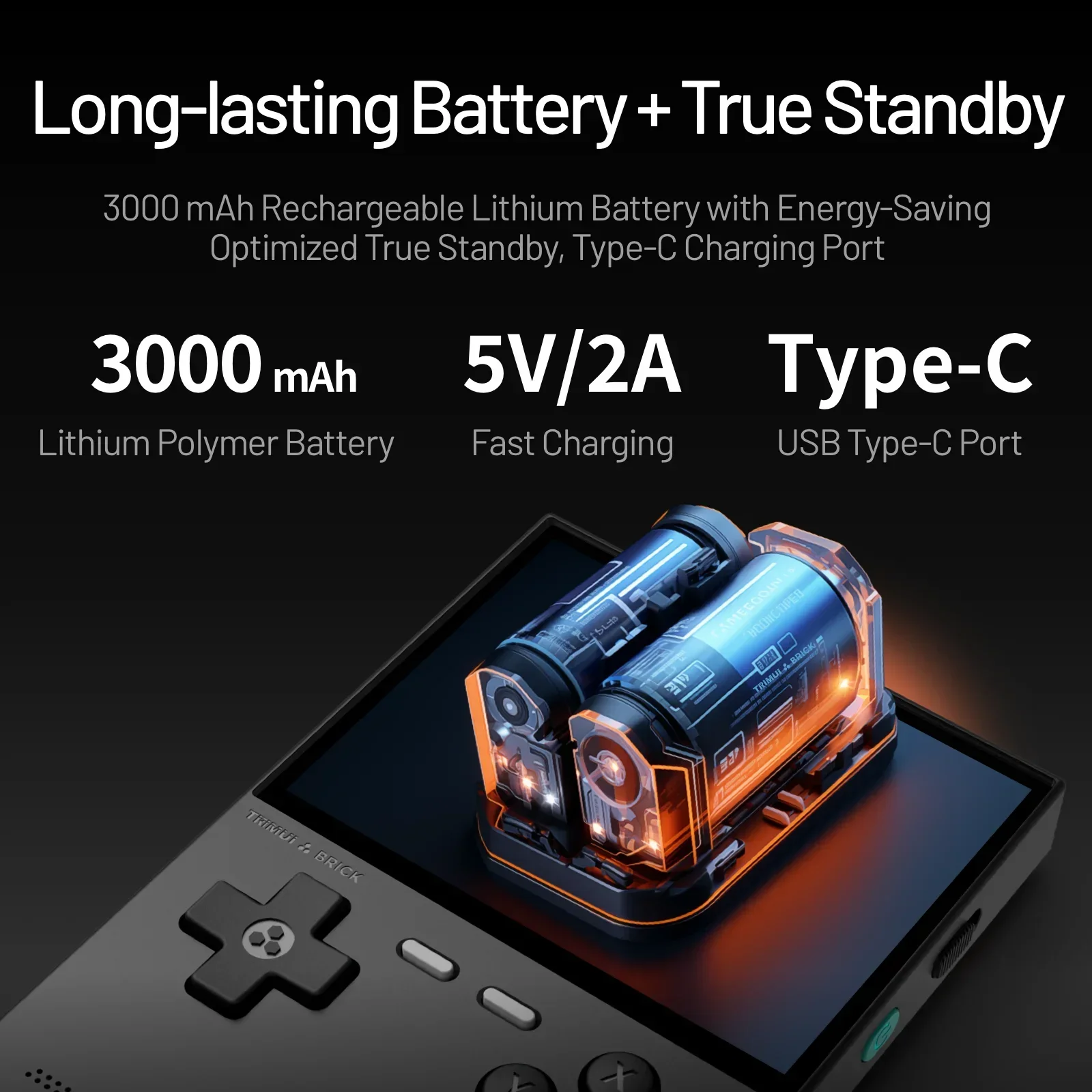EAEY for TRIMUI BRICK Handheld Game Console 3.2'' IPS Screen A133P Linux System Trimui UI Metal Back Panel Key LED Lighting
