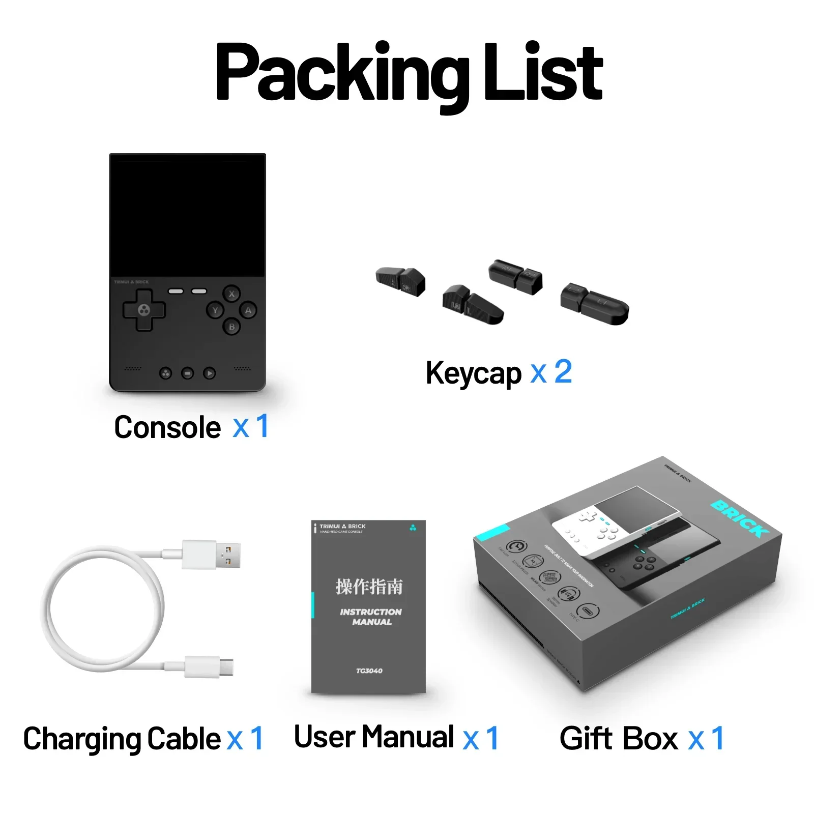 EAEY for TRIMUI BRICK Handheld Game Console 3.2'' IPS Screen A133P Linux System Trimui UI Metal Back Panel Key LED Lighting