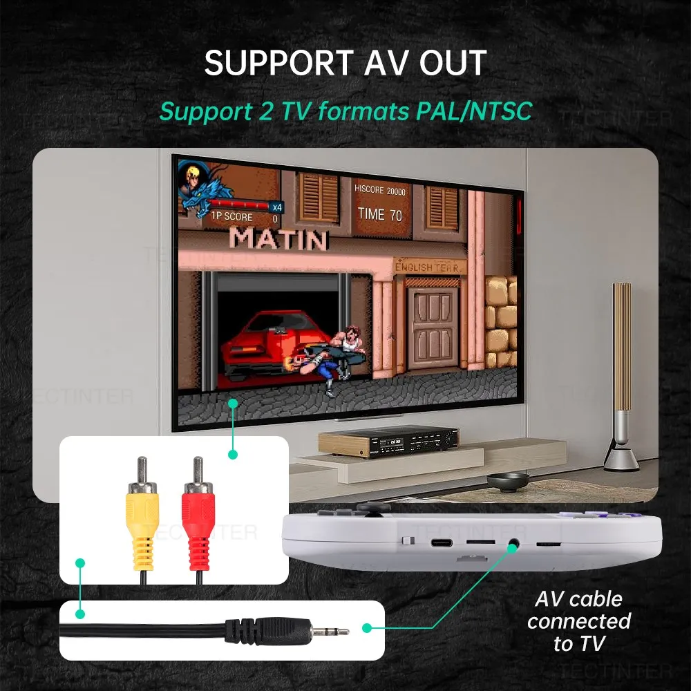 SF2000 3 inch IPS Screen Portable Handheld Game Player Video Game Console Built-in 8000+ Games Retro TV Game Player AV Output