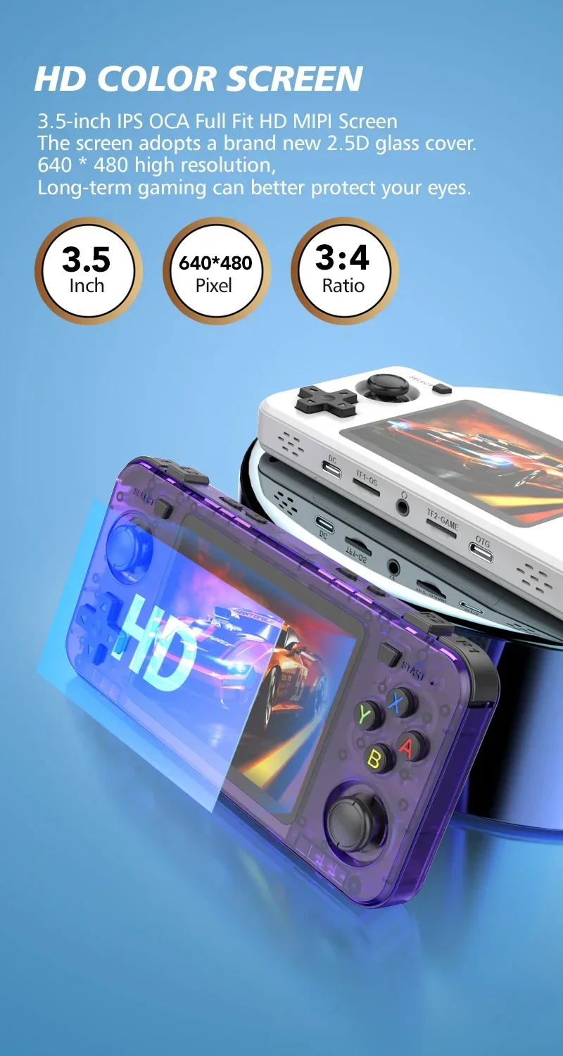 R36H Retro Handheld Video Game Console Linux System 3.5 Inch IPS Screen Portable Pocket Video Player R36S 64G 128G Game Boy Gift