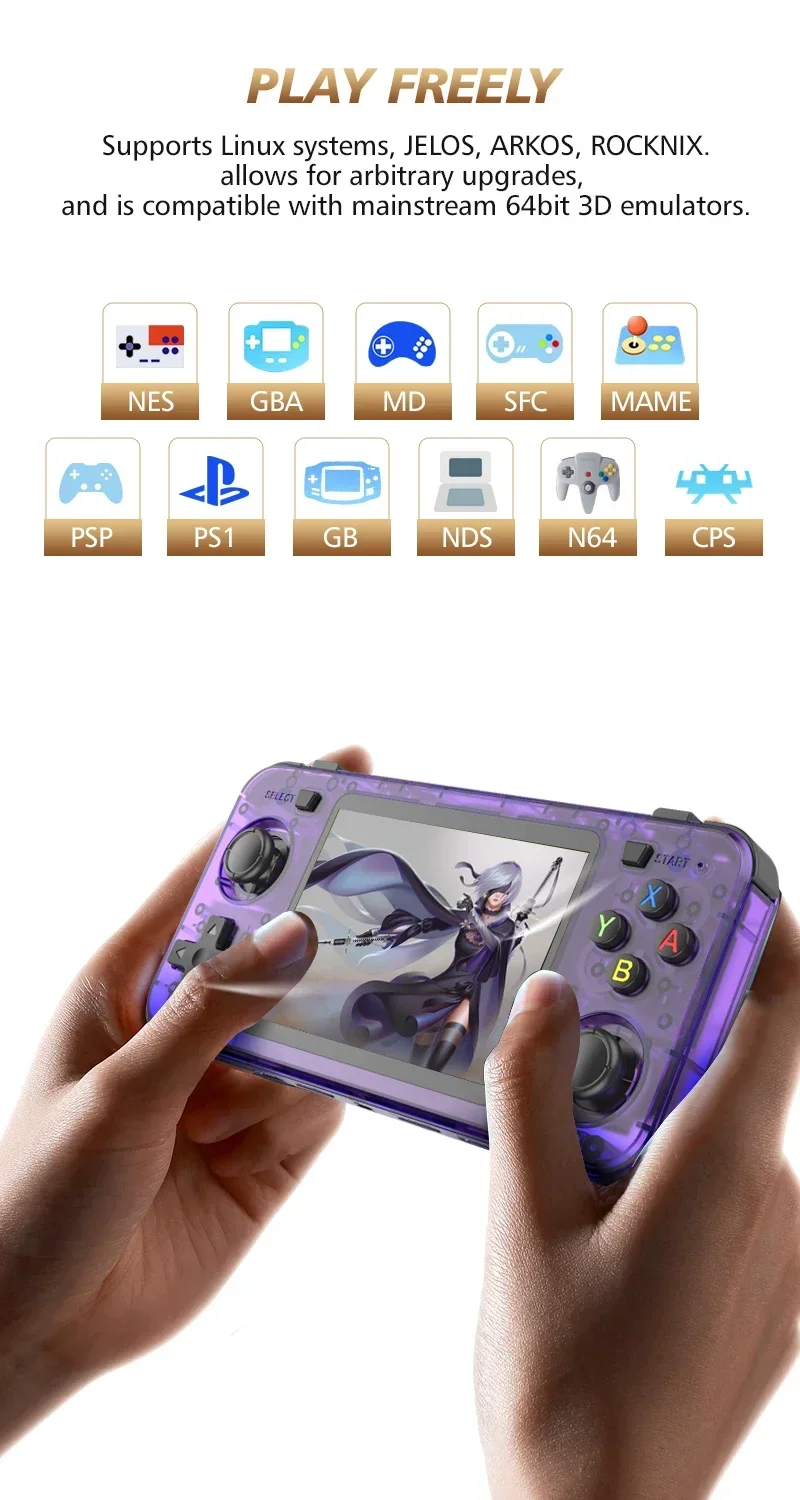 R36H Retro Handheld Video Game Console Linux System 3.5 Inch IPS Screen Portable Pocket Video Player R36S 64G 128G Game Boy Gift
