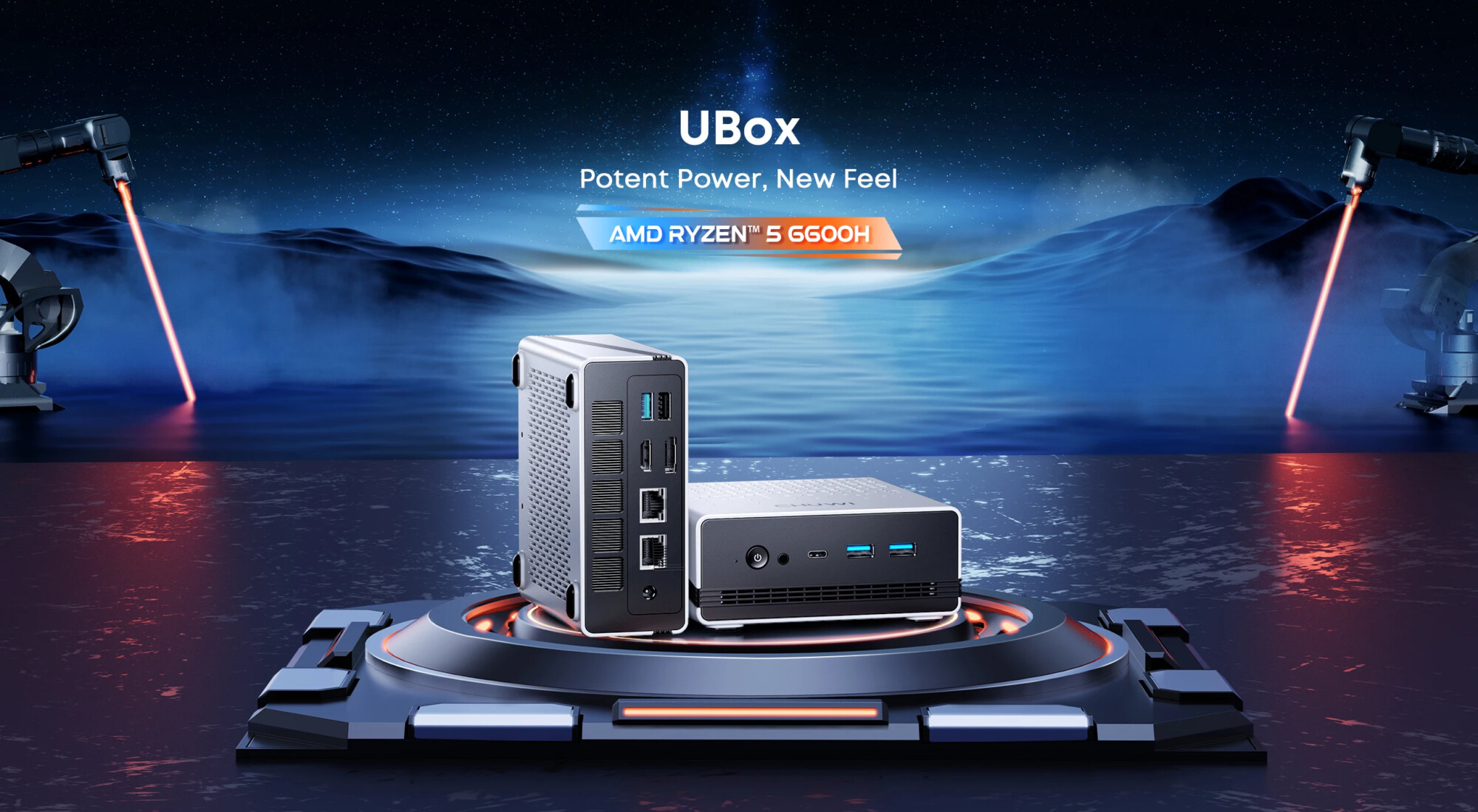 CHUWI UBox Mini PC AMD Ryzen 5 6600H 16GB DDR5 512GB SSD Windows 11 Pro 4K 144Hz Decording WiFi 6 BT 5.2 Extend M.2 1T*2 650g